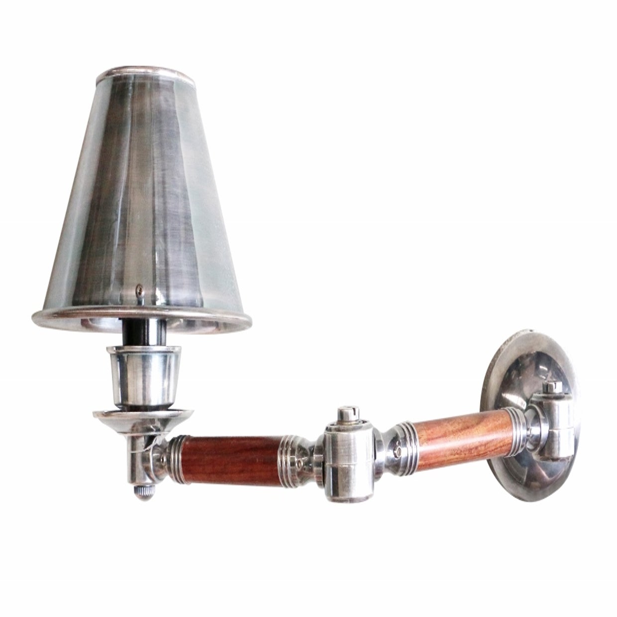 WOOD DETAIL WALL LAMP WITH PEWTER STYLE SHADE