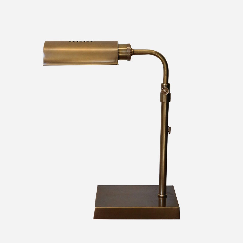 ADJUSTABLE DESK LAMP BASE IN BRASS ANTIQUED FINISH