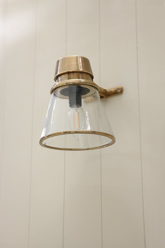 Saville Glass Wall Lamp in Antique Brass
