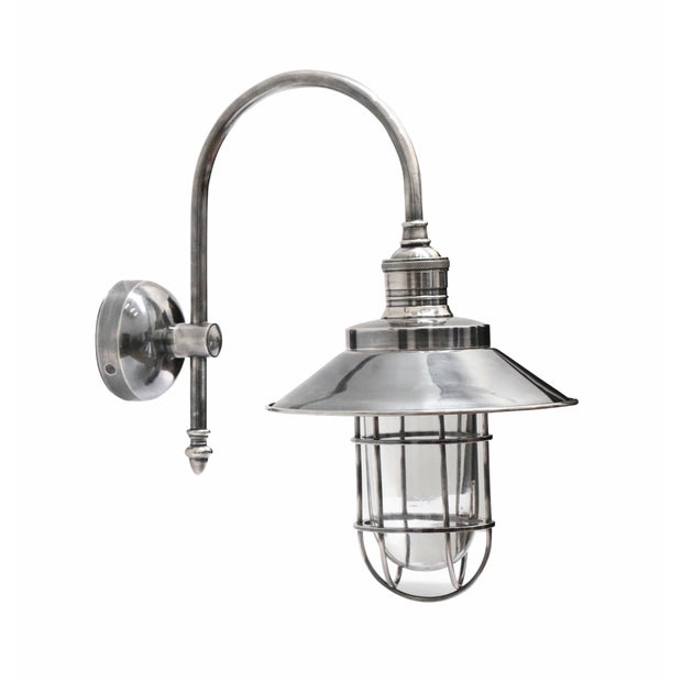 CAGE WALL LAMP WITH SHADE IN BRUSHED PEWTER STYLE FINISH