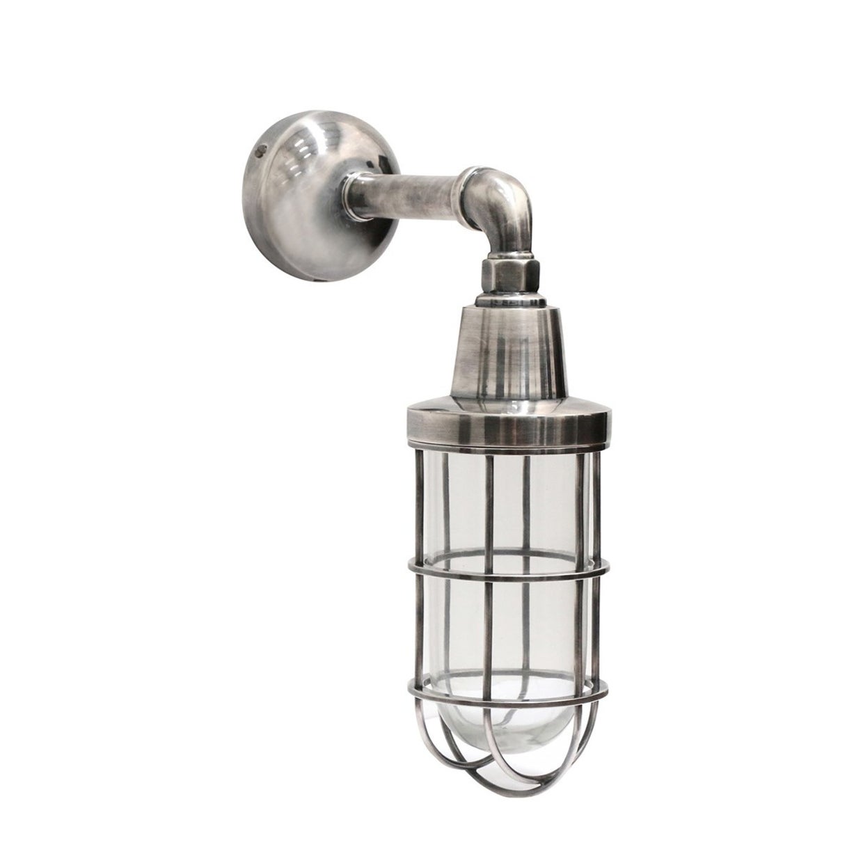 Outdoor IP54 Cage Wall Light in Brushed Pewter Style Finish