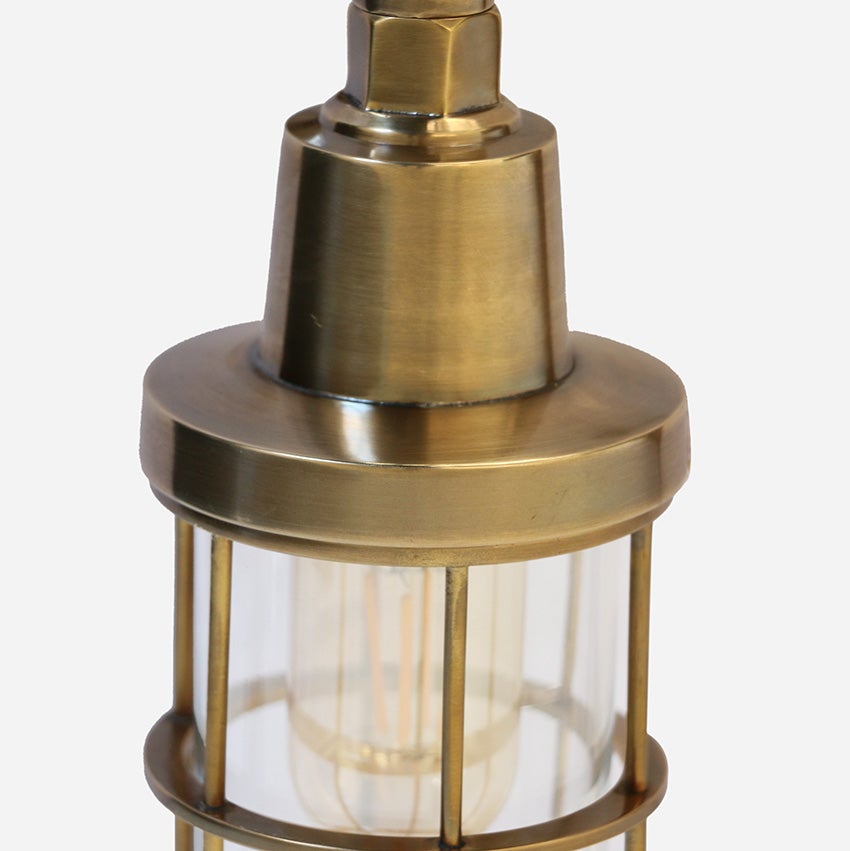 Outdoor IP54 Cage Wall Light in Antique Brass Finish