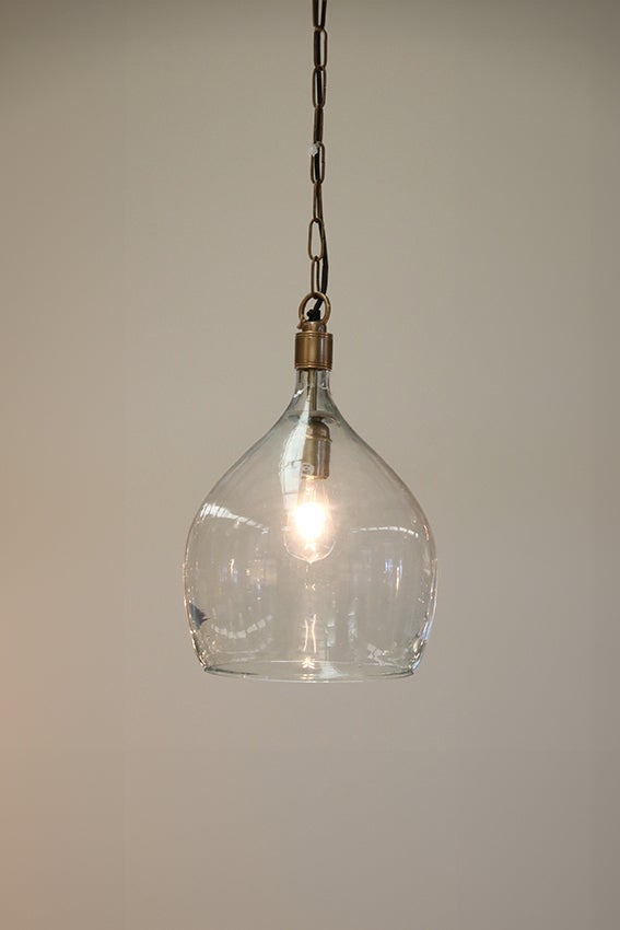 Capri Antique Brass & Glass Hanging Lamp