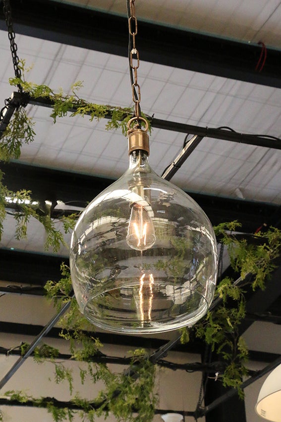 Capri Antique Brass & Glass Hanging Lamp