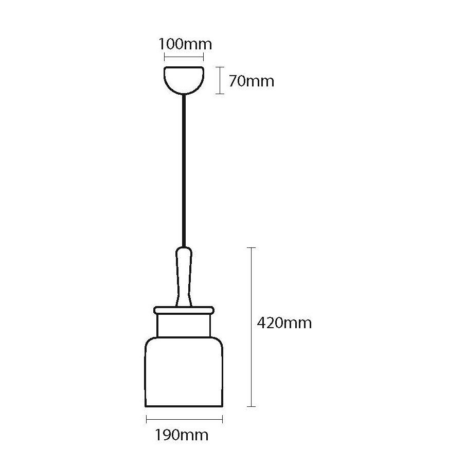 GLASS JAR HANGING LAMP WITH BRUSHED PEWTER STYLE FINISH