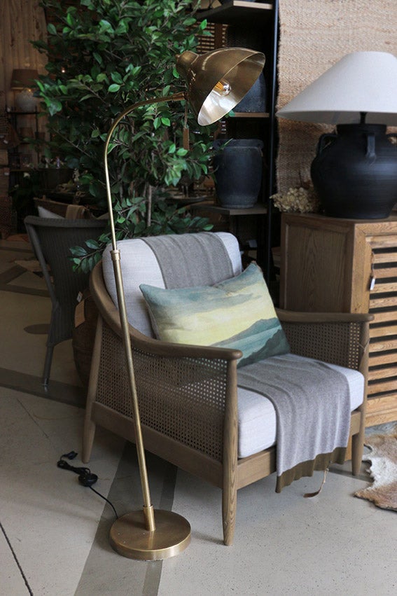 Cadiz Brass Floor Lamp Base with Shade