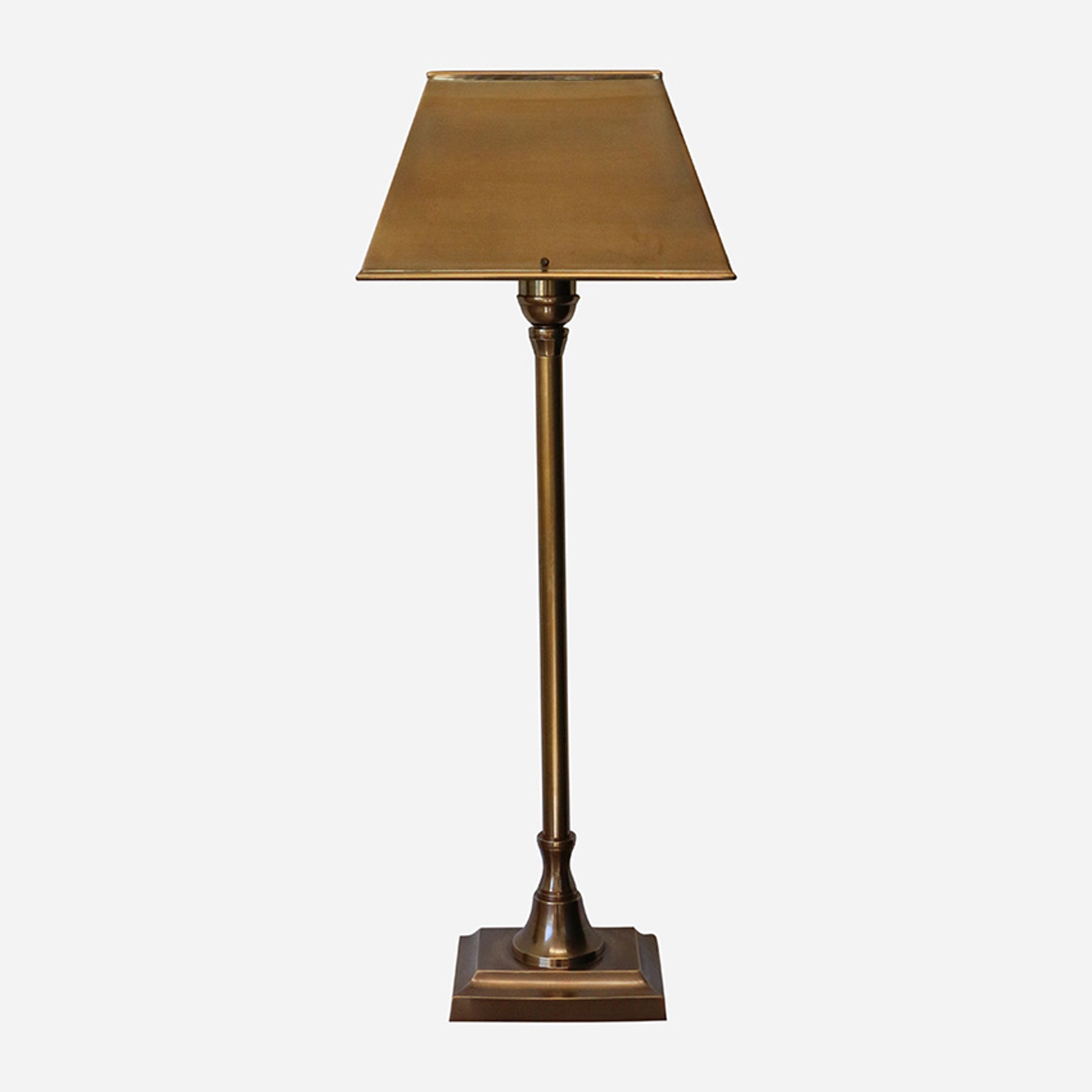Rectangular Base Table Lamp BRASS ANTIQUED RECTANGULAR BASE TABLE LAMP WITH SHADE - Product - CC ...