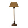 BRASS ANTIQUED RECTANGULAR BASE TABLE LAMP WITH SHADE