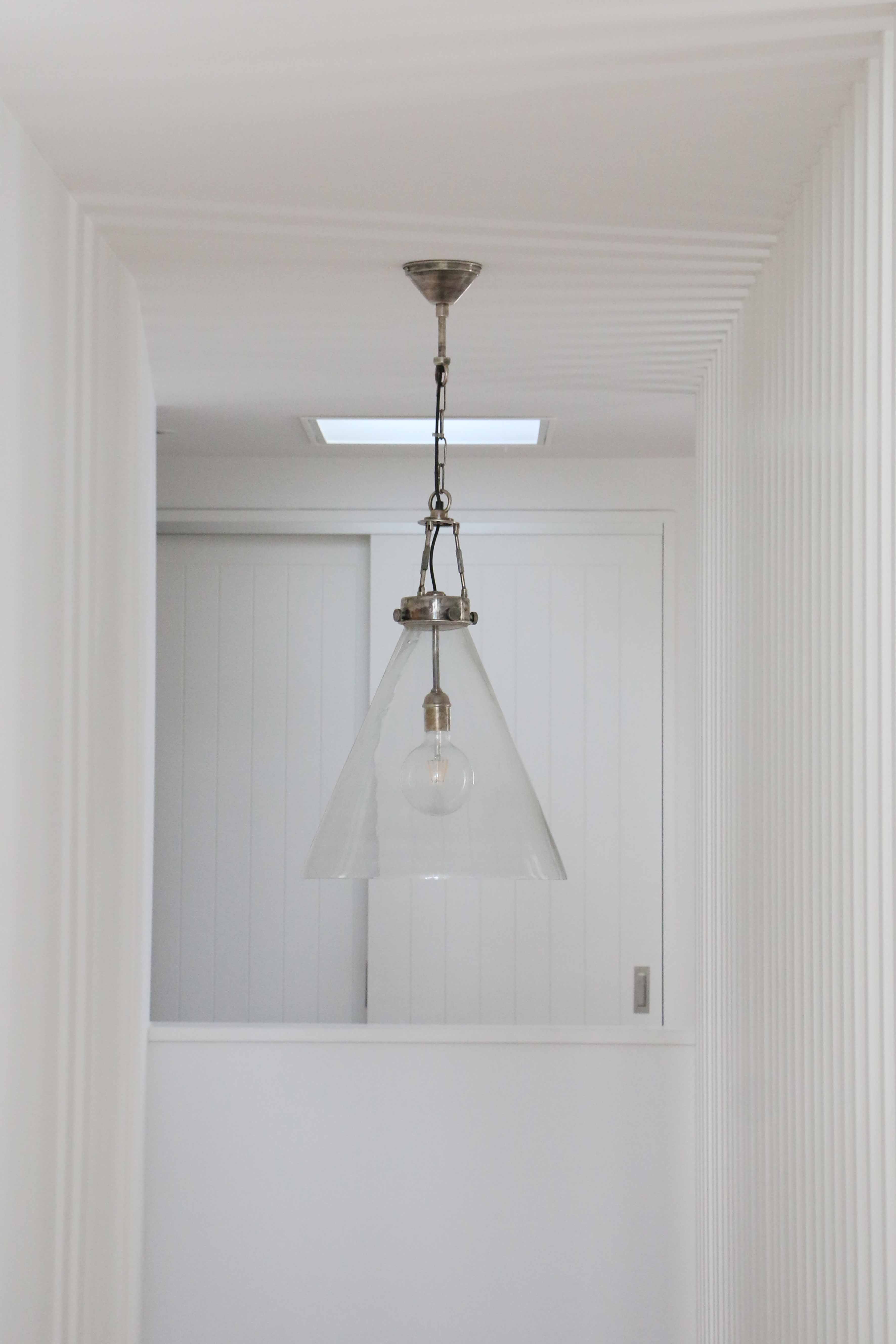 Vitrene Large Silver Glass Hanging Light 45cm Dia