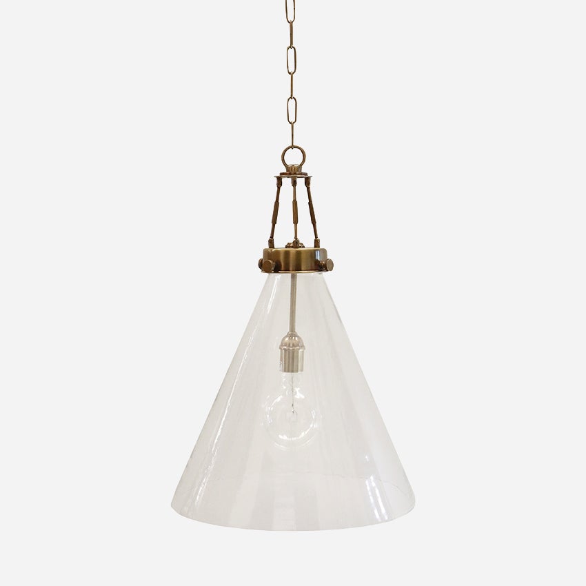 Vitrene Large Brass Glass Hanging Light 45cm Dia