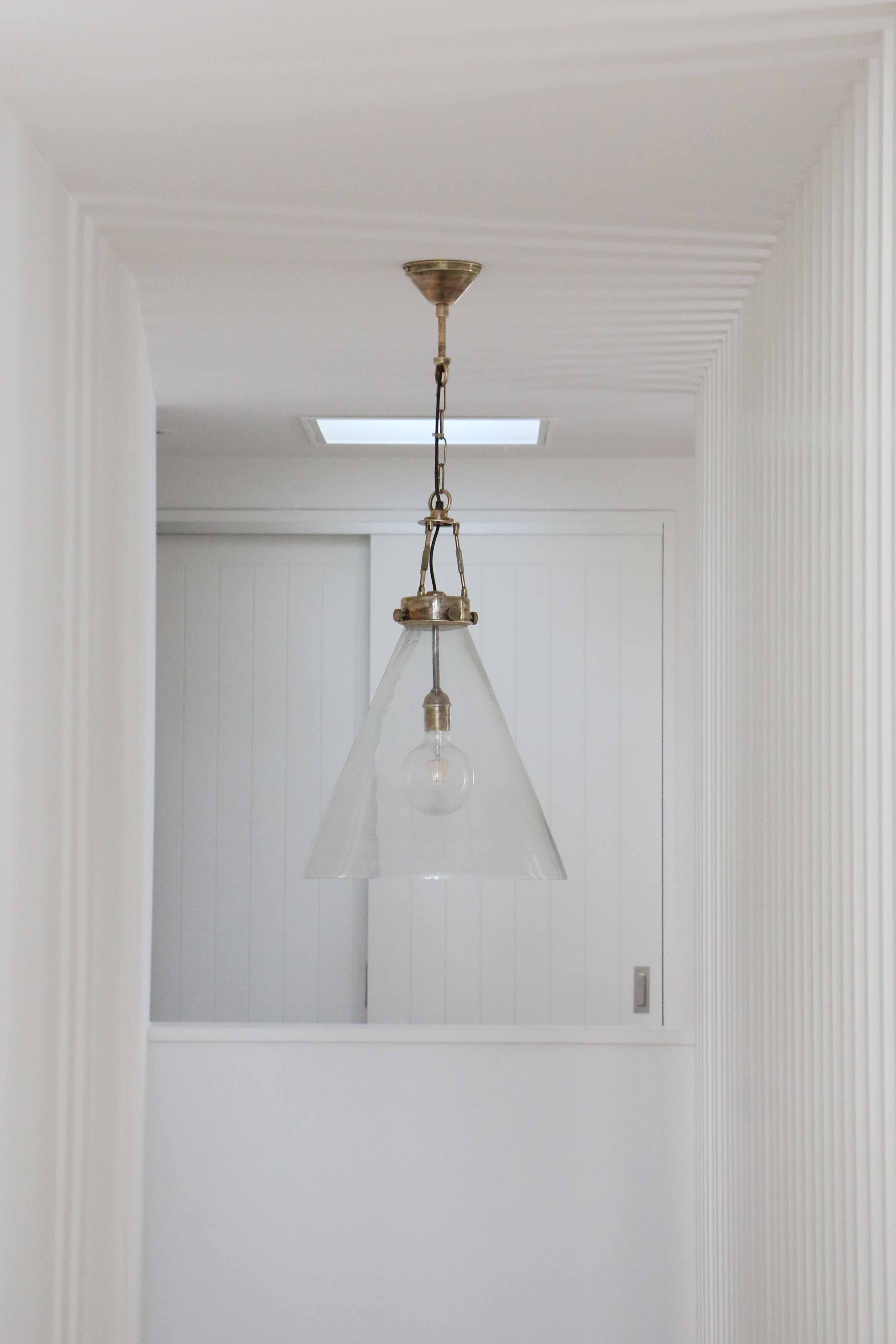 Vitrene Large Brass Glass Hanging Light 45cm Dia