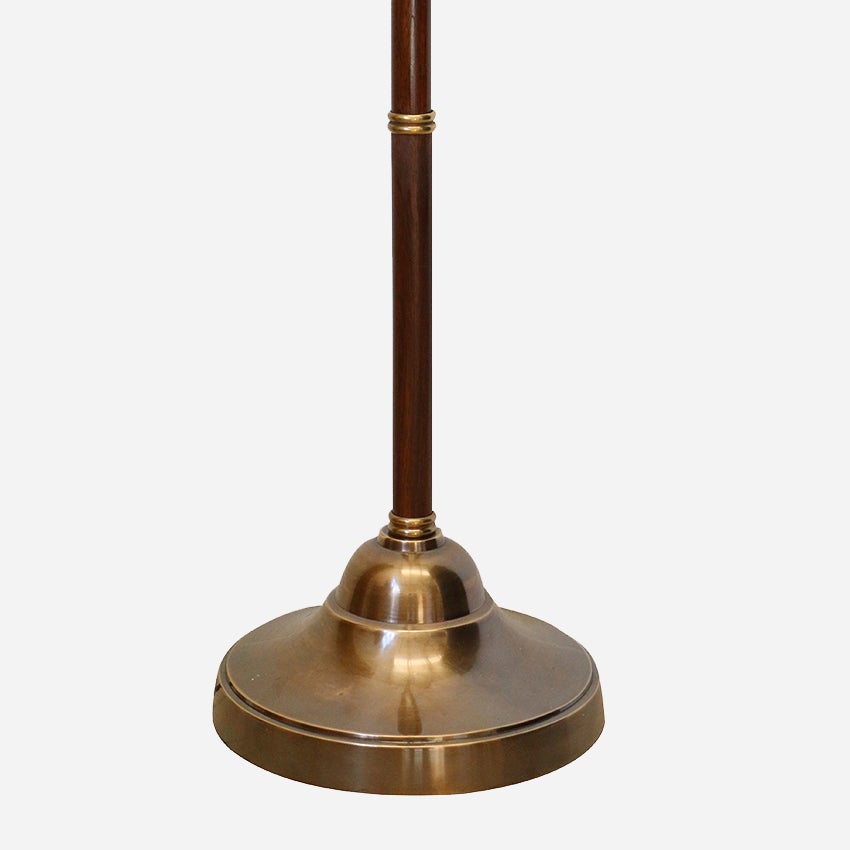 Directoire Antique Brass Adjustable Floor Lamp with Wooden Detail