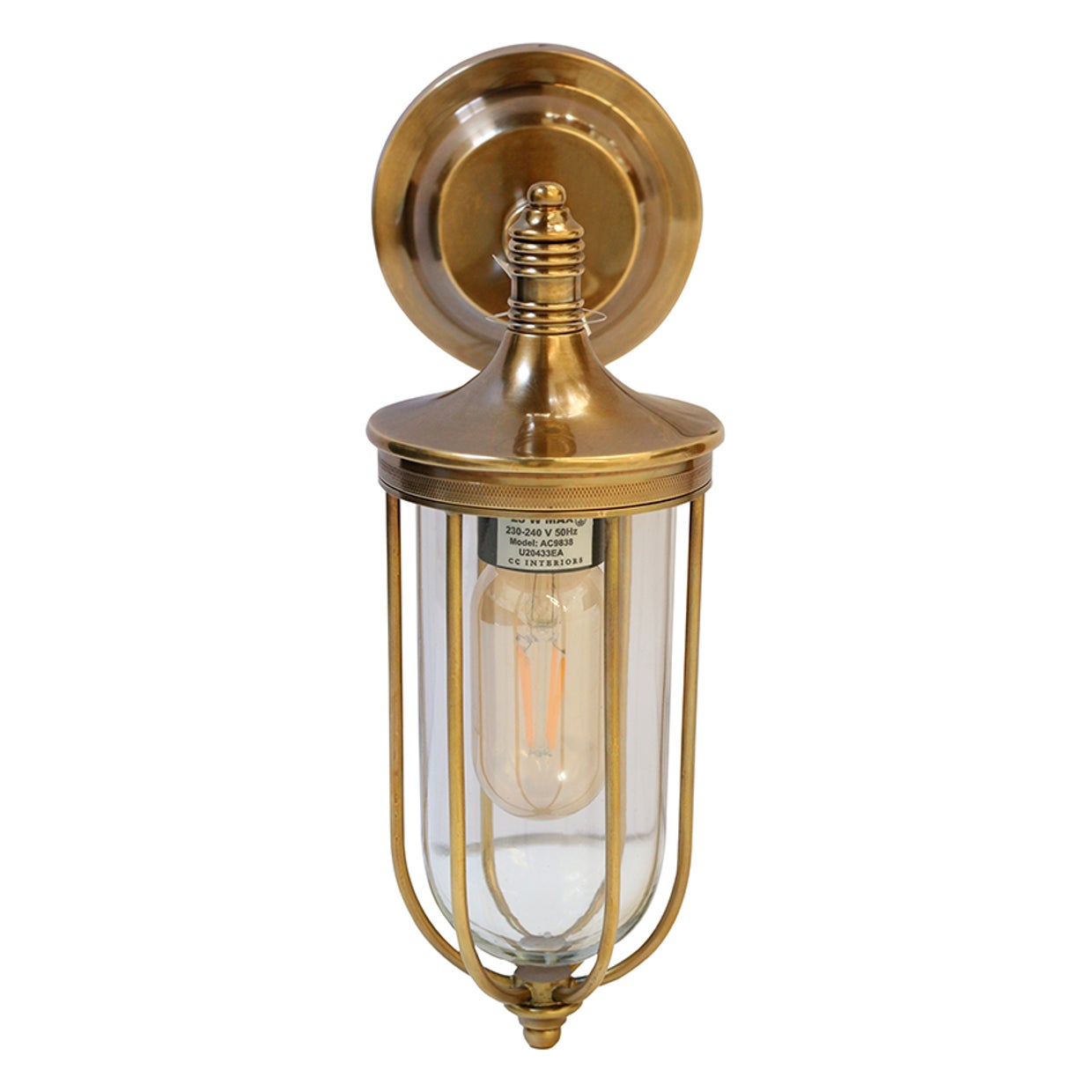 Outdoor IP54 Cage Wall Light in Antique Brass Finish