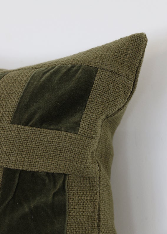 Emerald Velvet Checker Cushion Cover 40 x 60