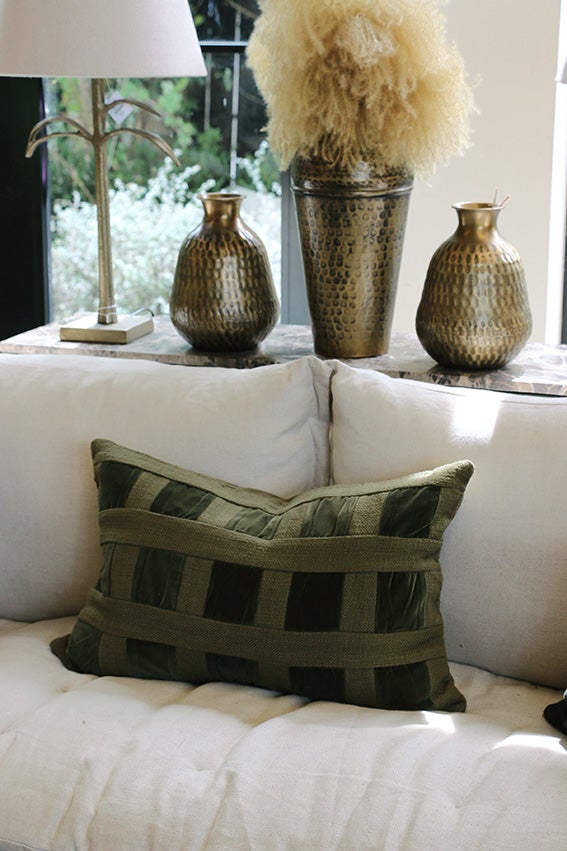 Emerald Velvet Checker Cushion Cover 40 x 60