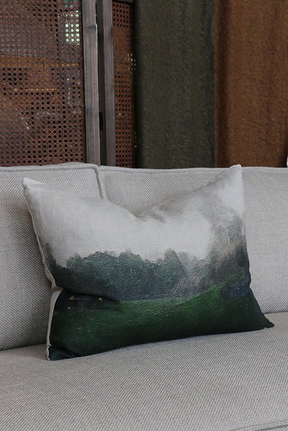 DUSK AT HUKA LUMBAR LINEN CUSHION COVER 40 X 60