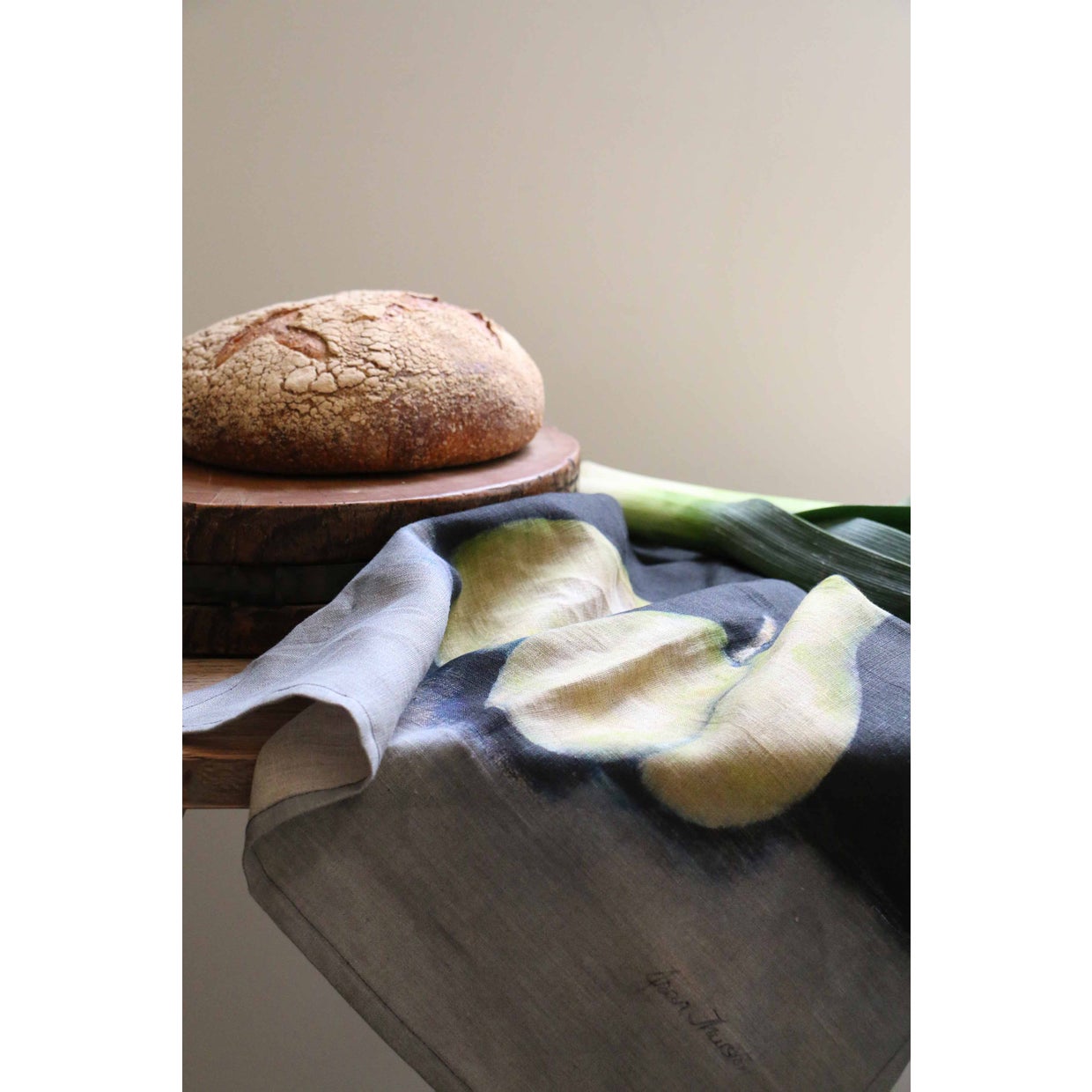 100% Linen Midnight Pear Tea towel