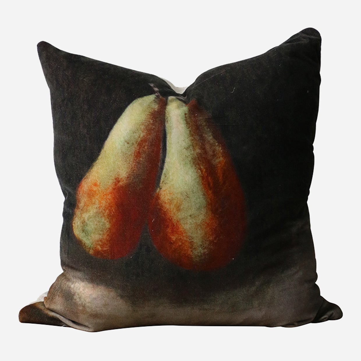 RAPHAEL VINTAGED DEUX POIRE VELVET & LINEN CUSHION COVER 50 X 50