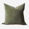 RAPHAEL SAGE GREEN VELVET CUSHION COVER WITH LINEN BACK 500 X 550