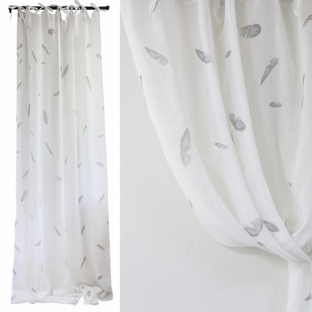 White Linen Feather Curtain