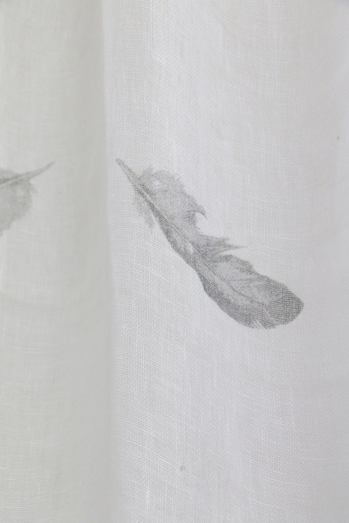 White Linen Feather Curtain