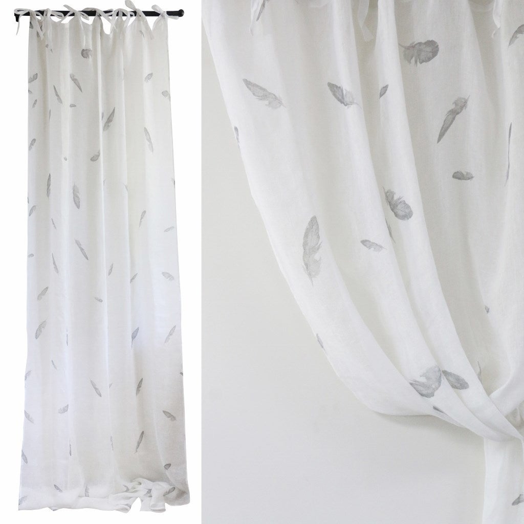 White Linen Feather Curtain