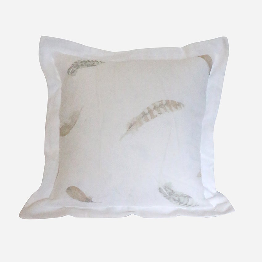 FEATHER WHITE LINEN CUSHION COVER 60 X 60
