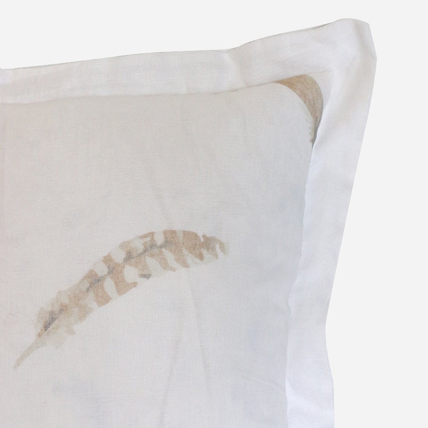 FEATHER WHITE LINEN CUSHION COVER 60 X 60