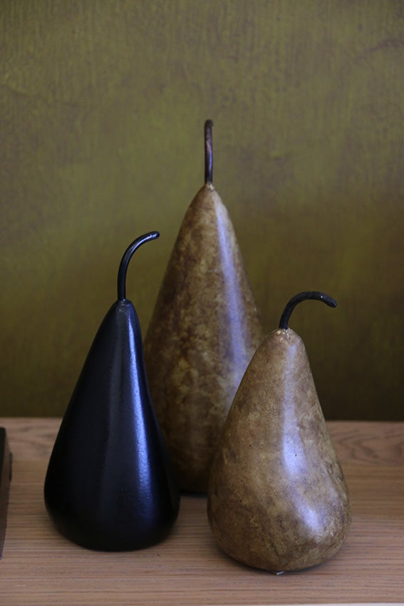 Medium Marble Decorative Pear in Golden Brown