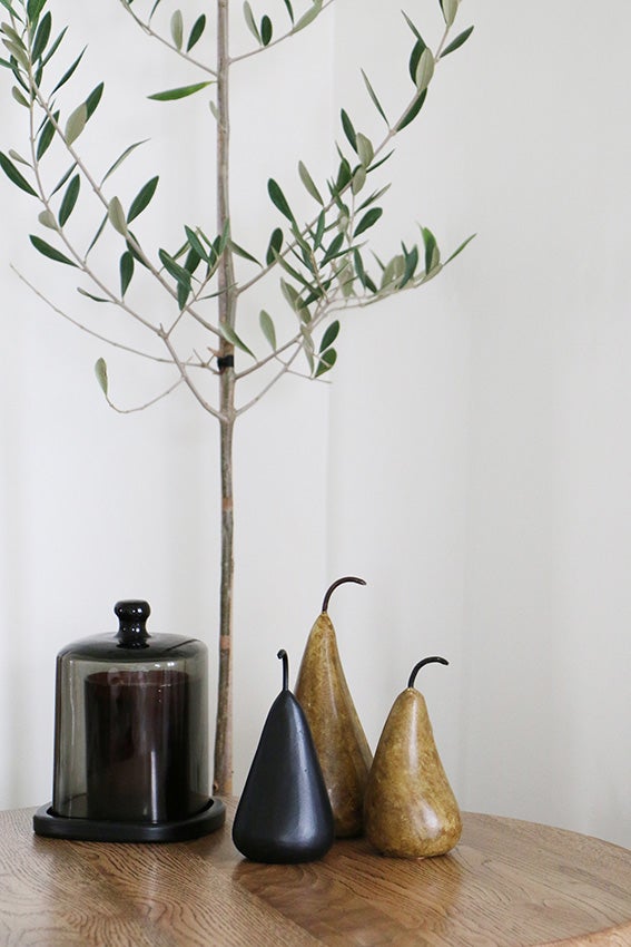 Large Marble Decorative Pear in Black