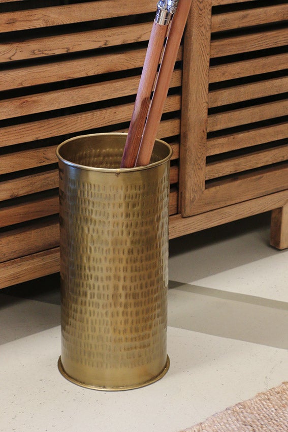 Rossini Etched Umbrella Stand in Antique Brass Finish