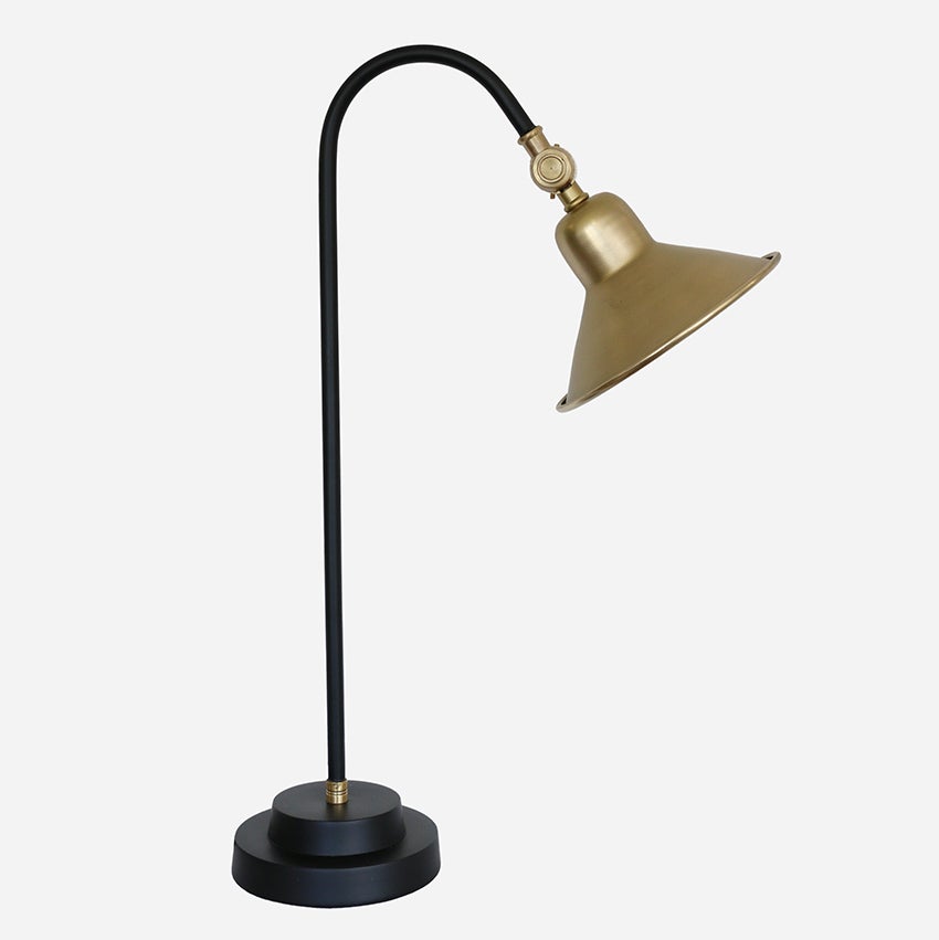 Bureau Desk Lamp in Brass & Black Finish