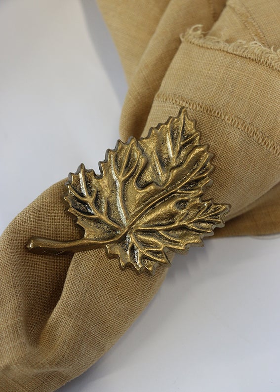 Feuille Napkin Ring in Antique Brass