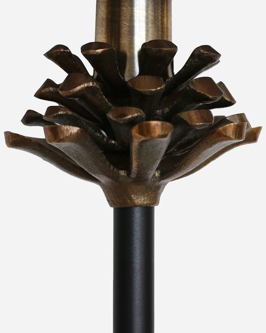 PINE CONE LAMP BASE IN ANTIQUE BRASS AND BLACK FINISH
