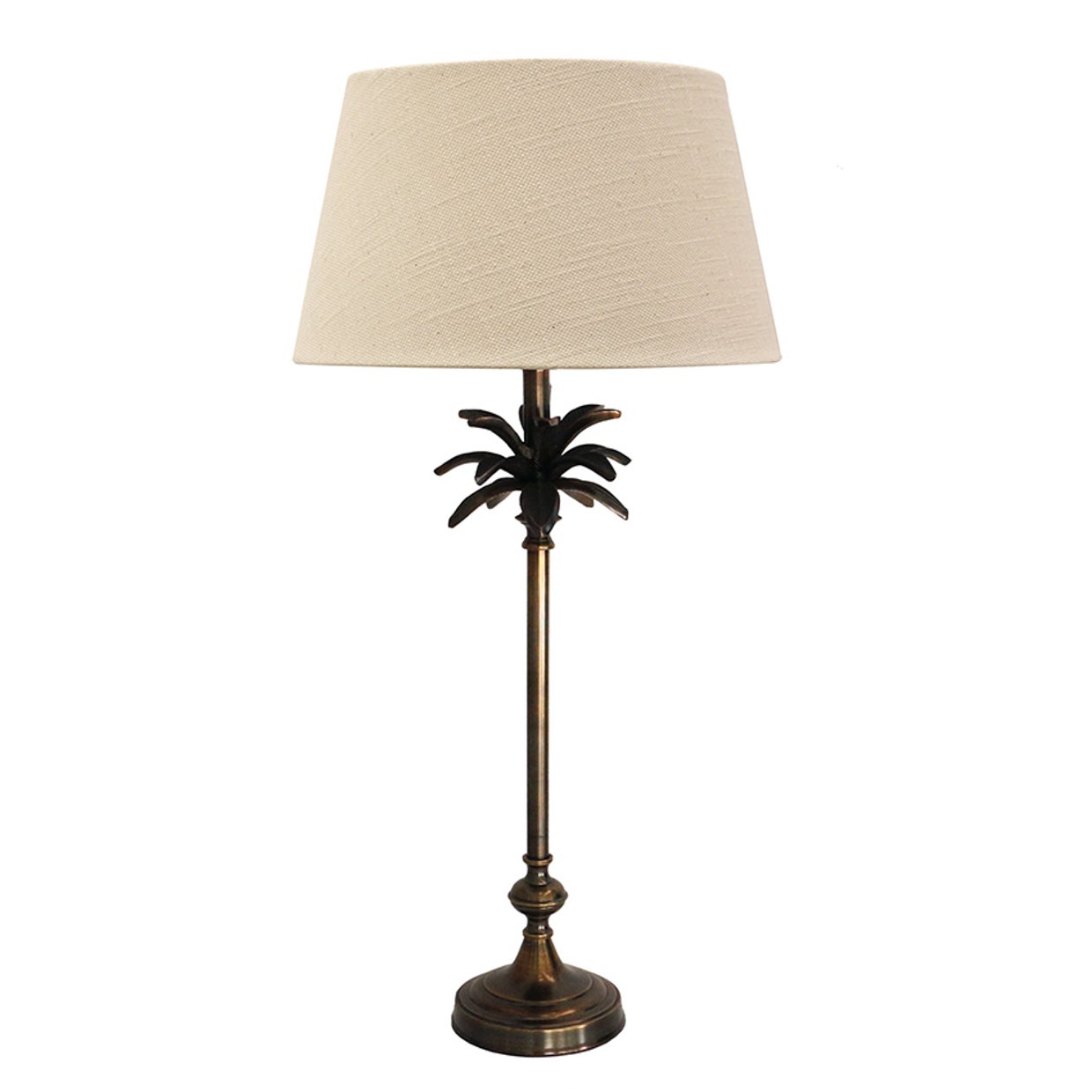 Carribean Antique Brass Finish Palm Lamp Base Tall