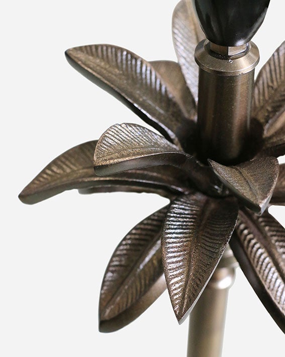 Carribean Antique Brass Finish Palm Lamp Base Tall