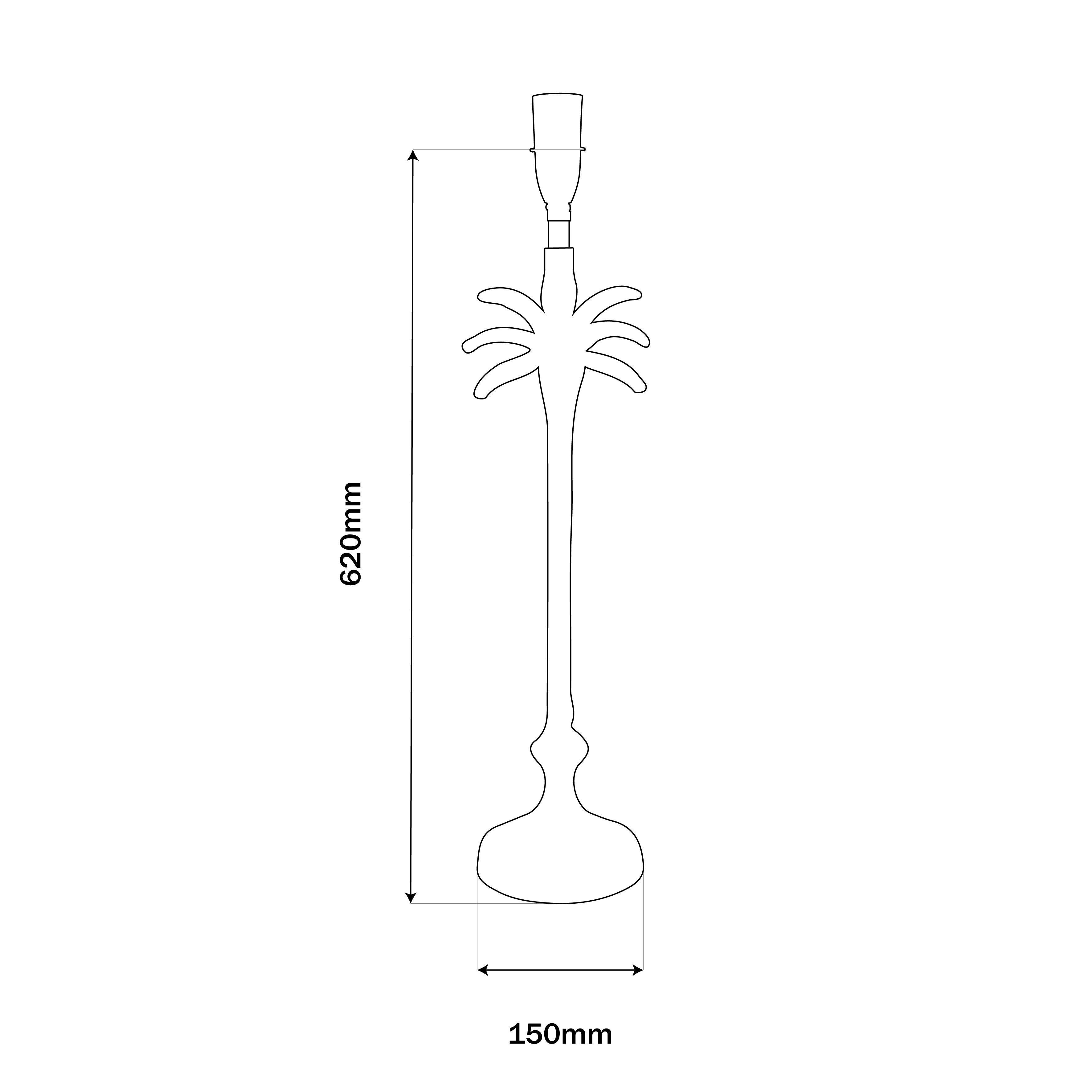 Carribean Antique Brass Finish Palm Lamp Base Tall