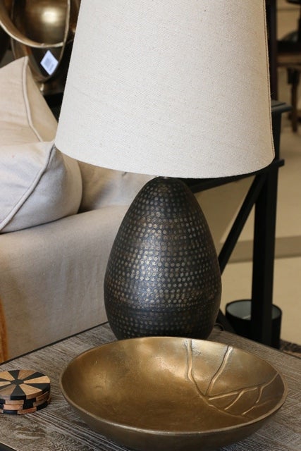 Delhi Oval Small Beaten Lamp Base Gold/ Bronze Finish
