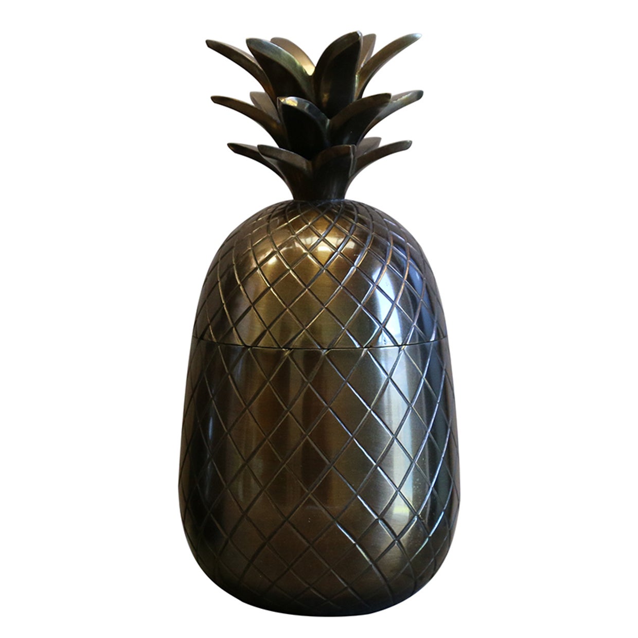 Caribbean Style Large Pineapple Cannister in Dark Antique Brass/Bronze