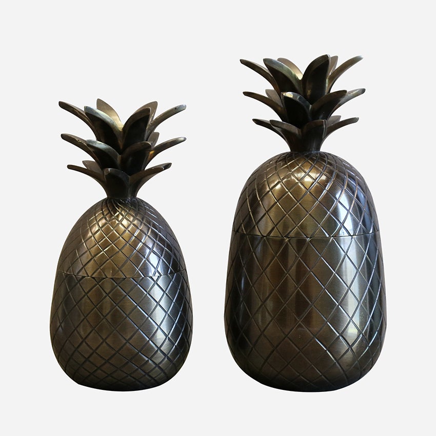 Caribbean Style Large Pineapple Cannister in Dark Antique Brass/Bronze