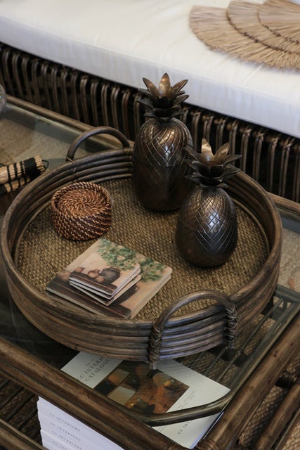 Caribbean Style Large Pineapple Cannister in Dark Antique Brass/Bronze