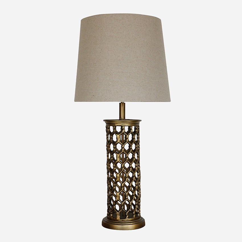 Honeycomb Lamp Base Antique Brass Finish