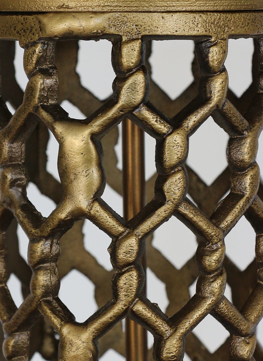 Honeycomb Lamp Base Antique Brass Finish