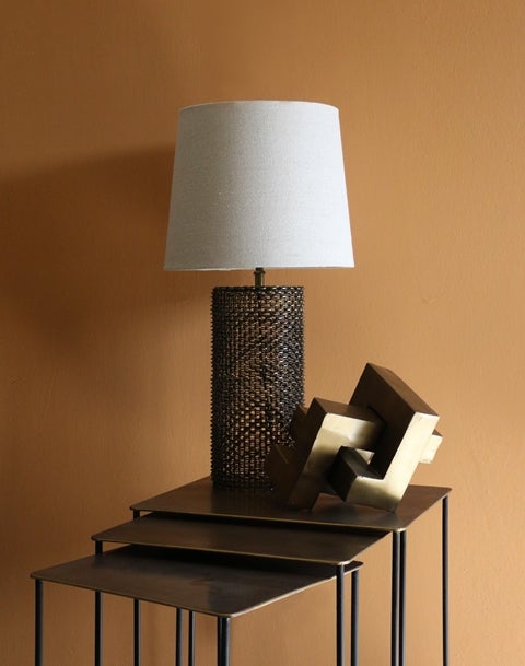 WOVEN METAL LAMP BASE IN BRASS ANTIQUE FINISH
