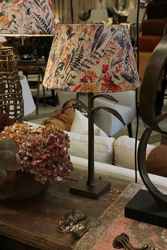 Leaf Sculpture Lamp Base Antique Brass