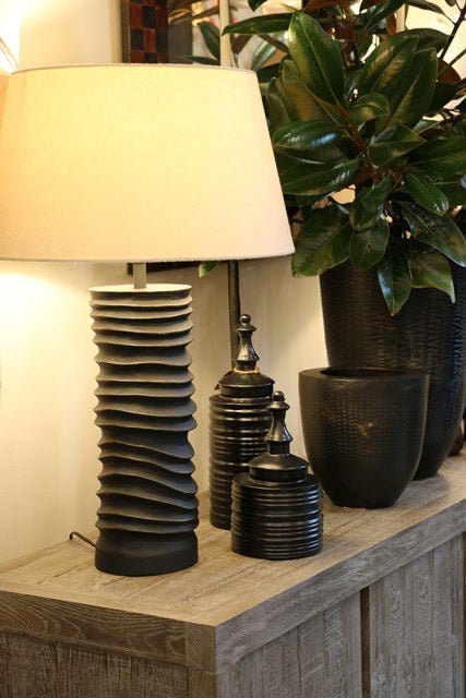 Mayfair Bronze Ribbed Cylinder Lamp Base