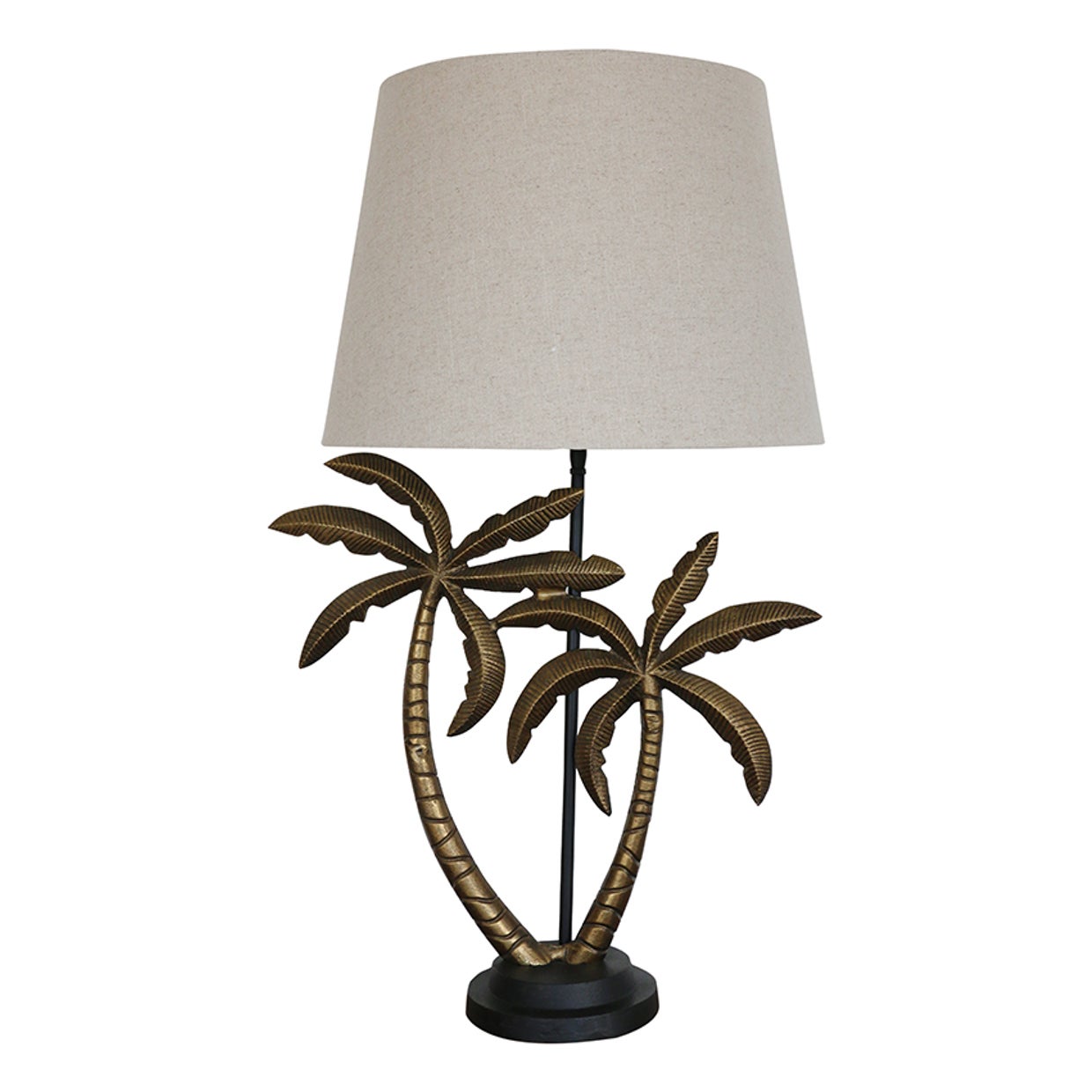 Caribbean Double Palm Lamp Base Brass Antique & Black