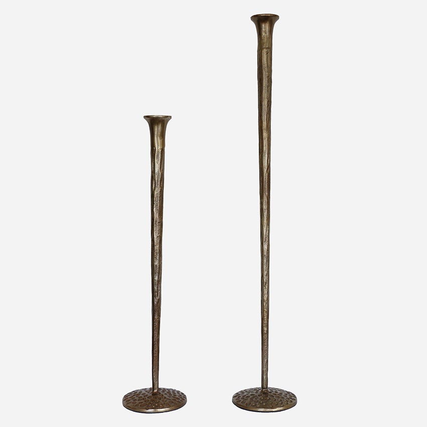 Forged Organic Style Medium Candlestick Antique Brass Finish
