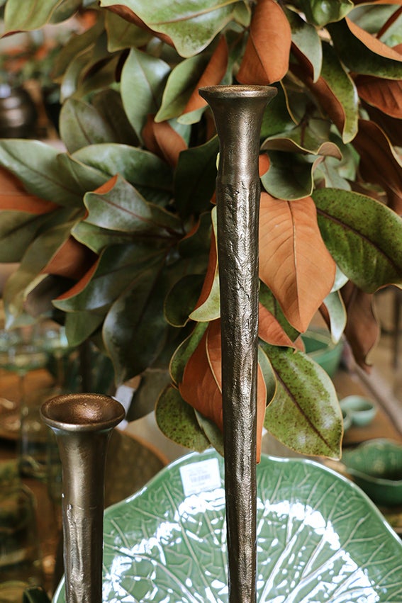 Forged Organic Style Medium Candlestick Antique Brass Finish
