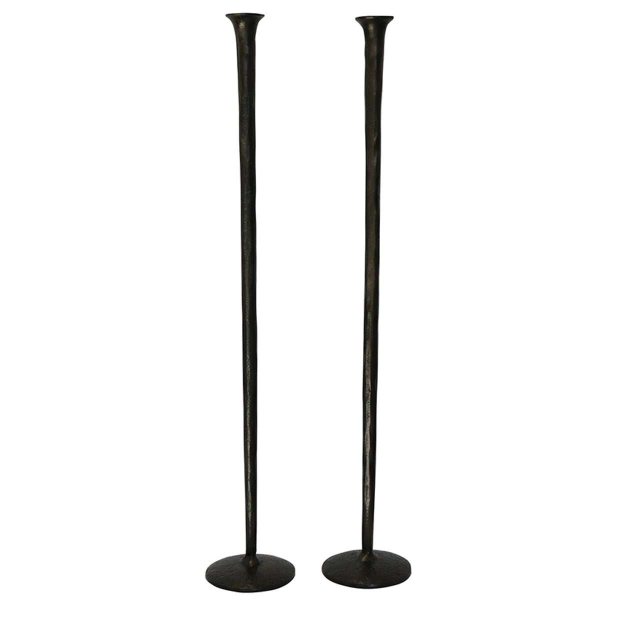 Forged Organic Style Tall Candlestick in Bronze Finish